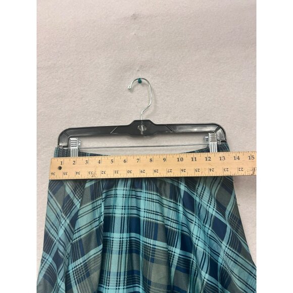 Flint & Moss Womens Plaid Blue/Green Polyester Midi Skirt #6304 - Picture 8 of 8